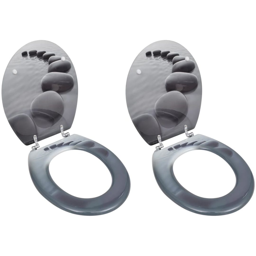 Toalettsitsar med lock 2 st MDF stenar vidaXL