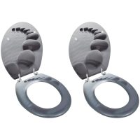 Toalettsitsar med lock 2 st MDF stenar vidaXL