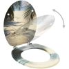 Toalettsitsar med lock 2 st MDF strand vidaXL – miniatyr 2