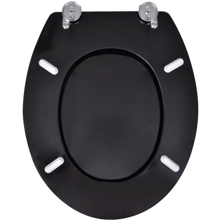 Toalettsitsar med lock 2 st MDF svart vidaXL – bild 5
