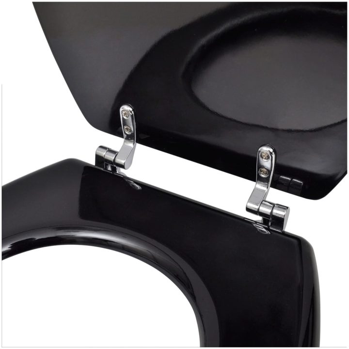 Toalettsitsar med lock 2 st MDF svart vidaXL – bild 6