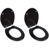 Toalettsitsar med lock 2 st MDF svart vidaXL – miniatyr 1