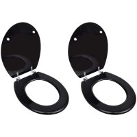 Toalettsitsar med lock 2 st MDF svart vidaXL