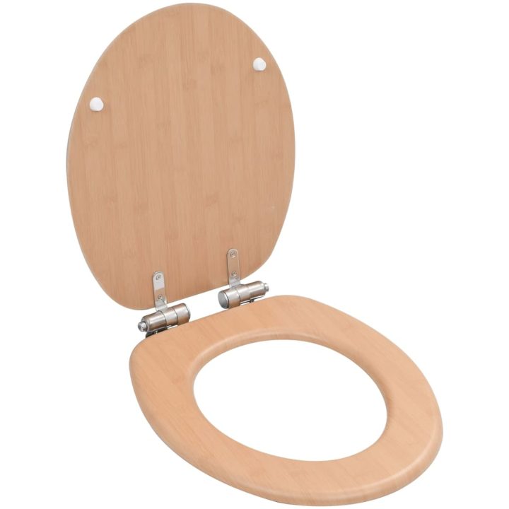 Toalettsitsar med mjuk stängning 2 st MDF bambu vidaXL – bild 2
