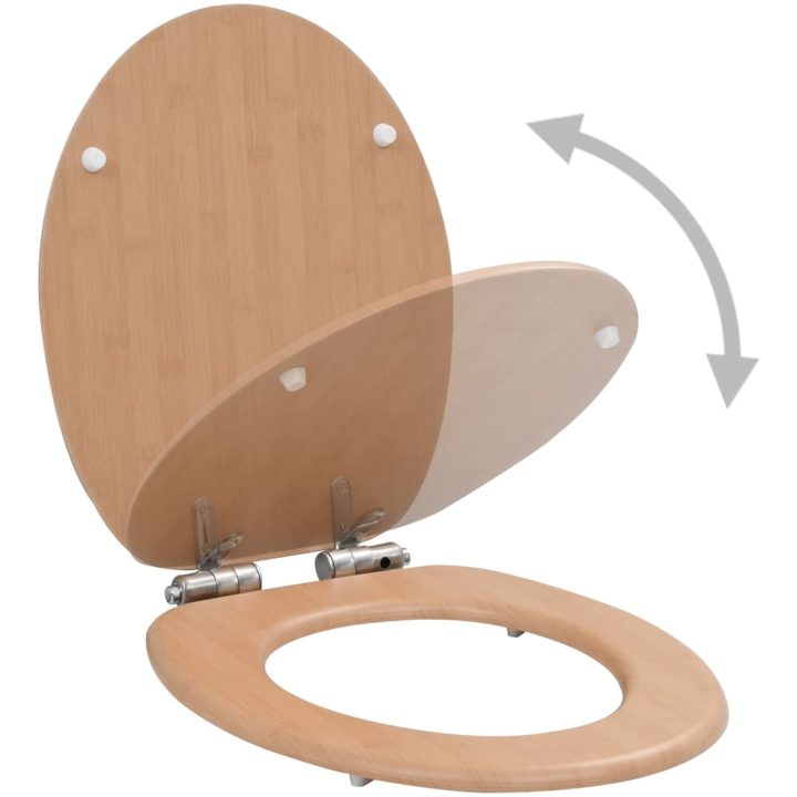 Toalettsitsar med mjuk stängning 2 st MDF bambu vidaXL – bild 3