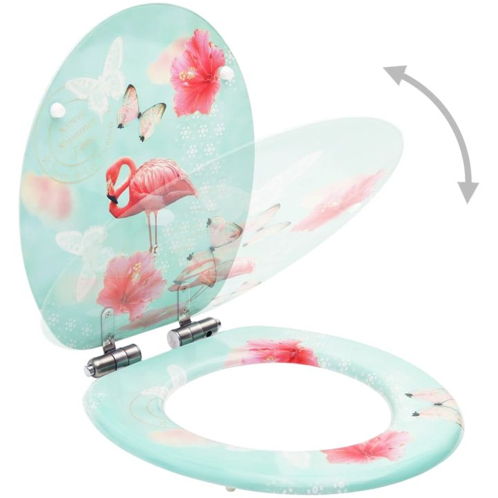 Toalettsitsar med mjuk stängning 2 st MDF flamingo vidaXL – bild 2