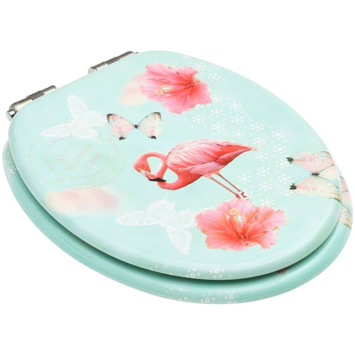 Toalettsitsar med mjuk stängning 2 st MDF flamingo vidaXL – bild 3