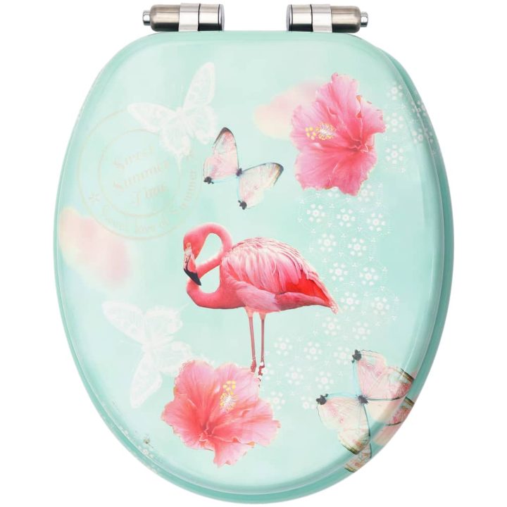 Toalettsitsar med mjuk stängning 2 st MDF flamingo vidaXL – bild 5