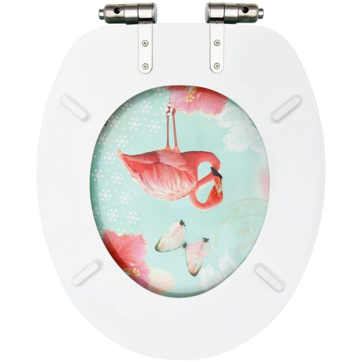Toalettsitsar med mjuk stängning 2 st MDF flamingo vidaXL – bild 6