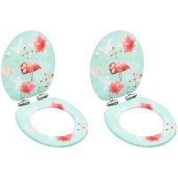 Toalettsitsar med mjuk stängning 2 st MDF flamingo vidaXL