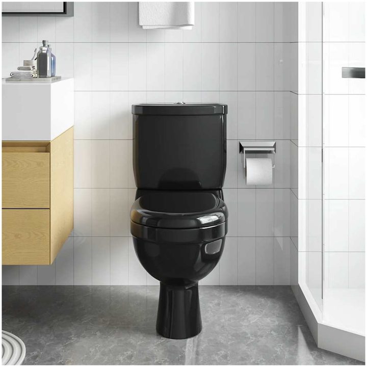 Toalettstol med cistern svart vidaXL – bild 3