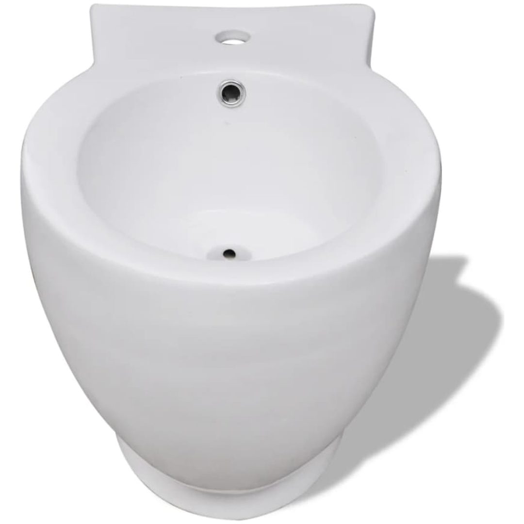 Toalettstol och bidé vit keramik vidaXL 65 x 40 x 85 cm – bild 10