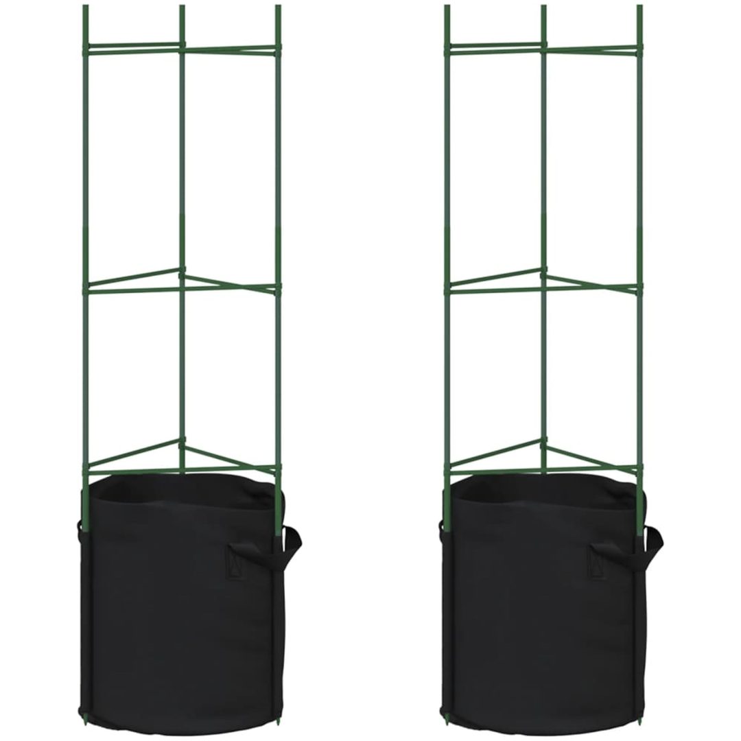 Tomatbur med växtpåse 2 st stål och PP vidaXL 116 cm – bild 2