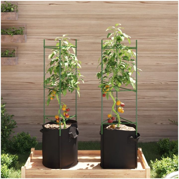 Tomatbur med växtpåse 2 st stål och PP vidaXL 116 cm – bild 3