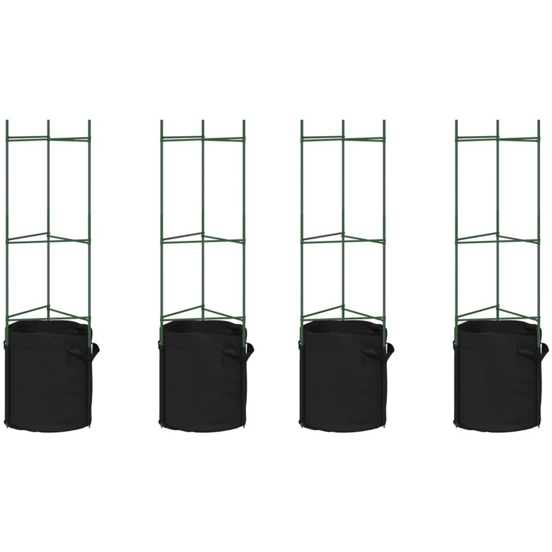 Tomatburar med växtpåsar 4 st stål och PP vidaXL 116 cm – bild 2