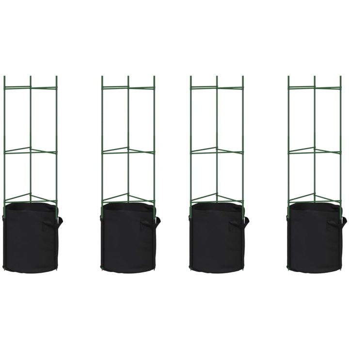 Tomatburar med växtpåsar 4 st stål och PP vidaXL 116 cm – bild 2