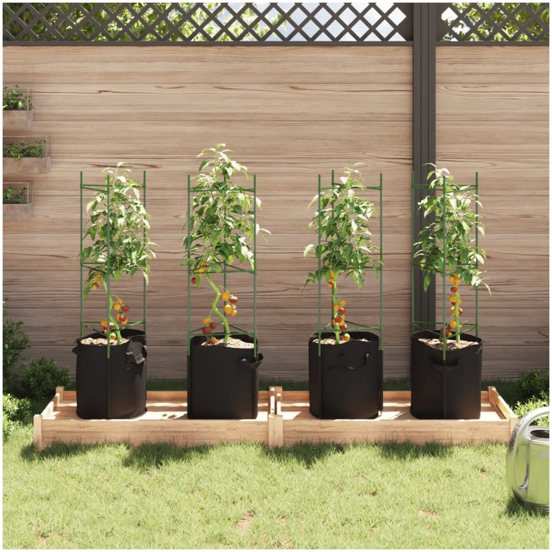 Tomatburar med växtpåsar 4 st stål och PP vidaXL 116 cm – bild 3