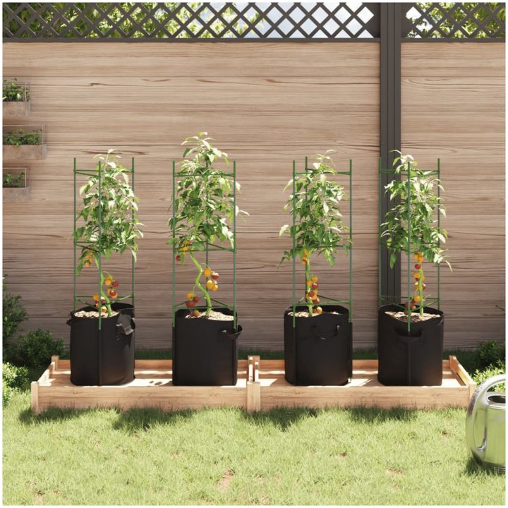 Tomatburar med växtpåsar 4 st stål och PP vidaXL 116 cm – bild 3