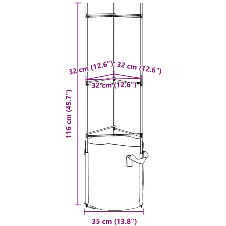 Tomatburar med växtpåsar 4 st stål och PP vidaXL 116 cm – bild 10