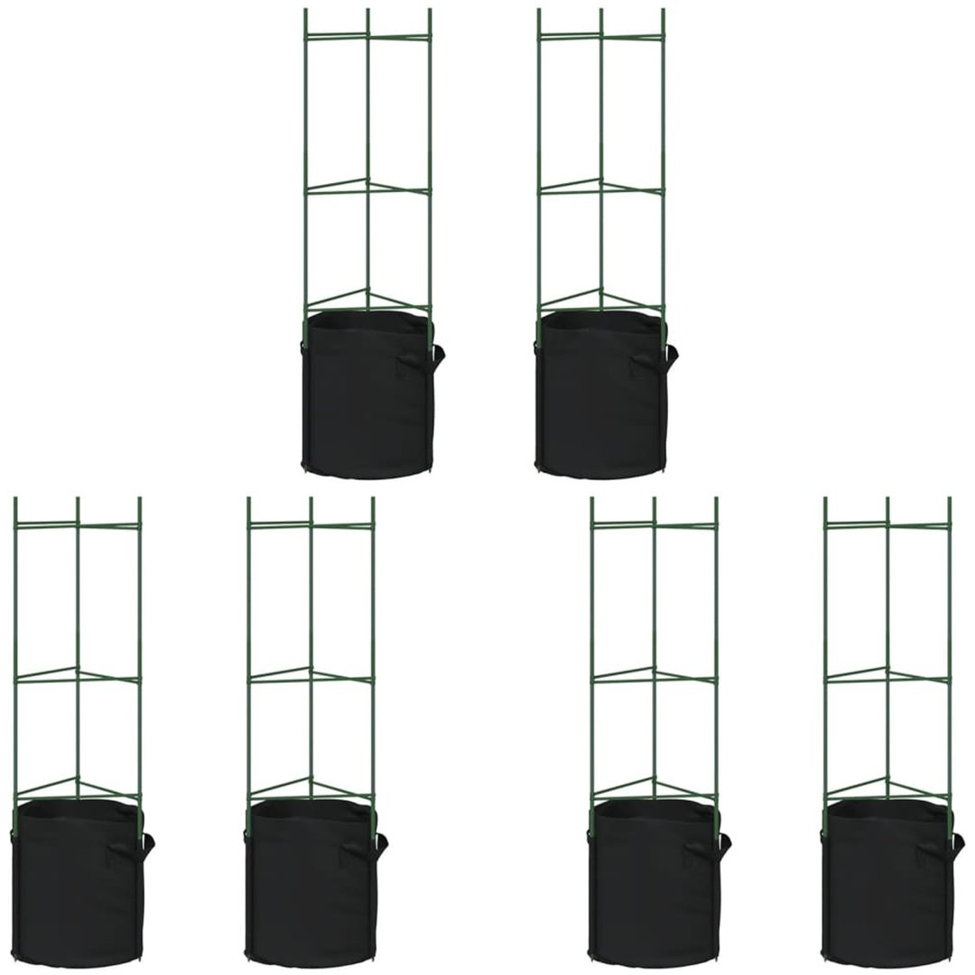 Tomatburar med växtpåsar 6 st stål och PP vidaXL 116 cm – bild 2