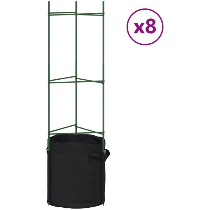 Tomatburar med växtpåsar 8 st stål och PP vidaXL 116 cm – bild 2