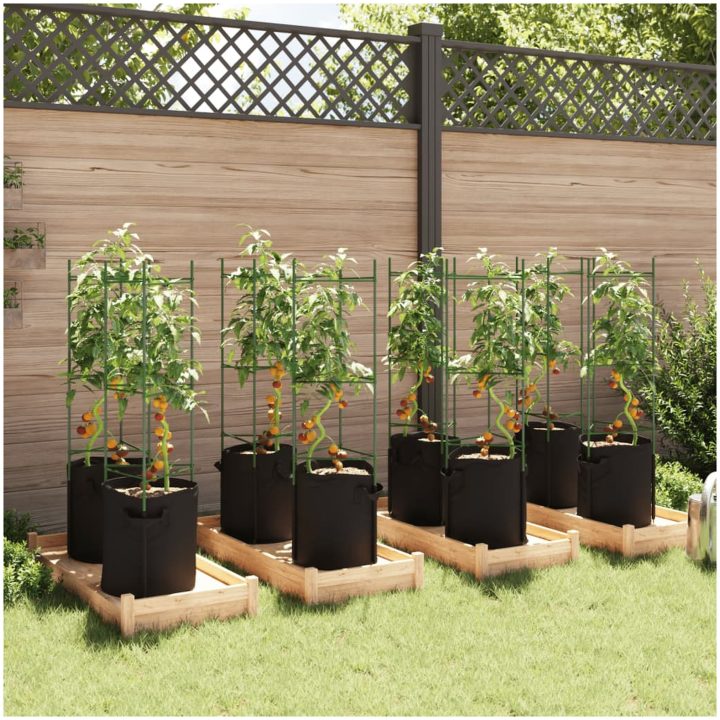 Tomatburar med växtpåsar 8 st stål och PP vidaXL 116 cm – bild 3