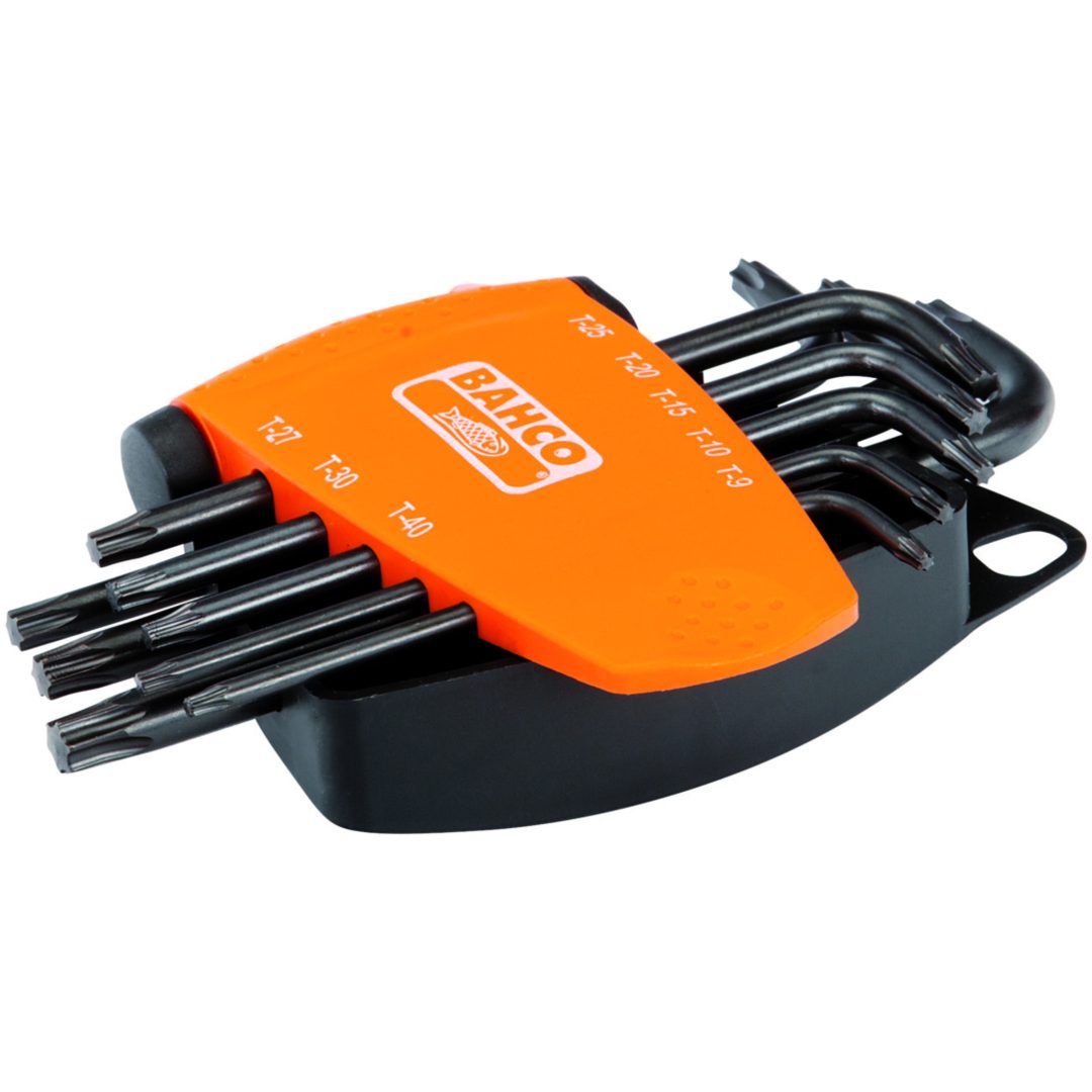 Torx®-nyckelsats 8 delar Svartoxiderad BAHCO T9, T10, T15, T20, T25, T27, T30, T40