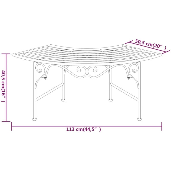 Trädbänk 113 cm svart stål vidaXL – bild 6