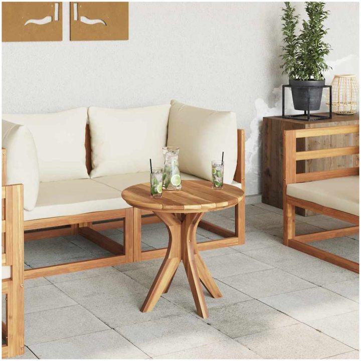 Trädgård Kaffebord Massivt trä Teak vidaXL ⌀55 x 51 cm – bild 4