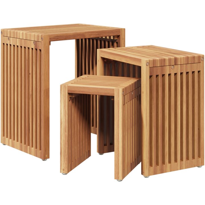 Trädgård Sats med Sido Bord 3 st Massivt Teakträ vidaXL Compact – bild 2