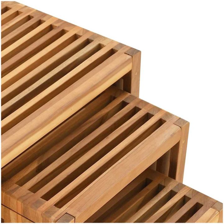 Trädgård Sats med Sido Bord 3 st Massivt Teakträ vidaXL Compact – bild 8