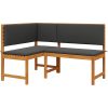 Trädgårdens Hörnbänk med Kuddar 140x100x91 cm Massivt Akaciaträ vidaXL 100 x 50 x 91 cm – miniatyr 2