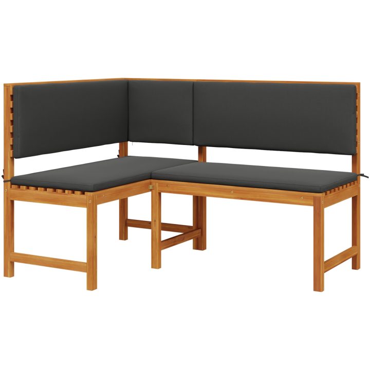 Trädgårdens Hörnbänk med Kuddar 140x100x91 cm Massivt Akaciaträ vidaXL 100 x 50 x 91 cm – bild 2