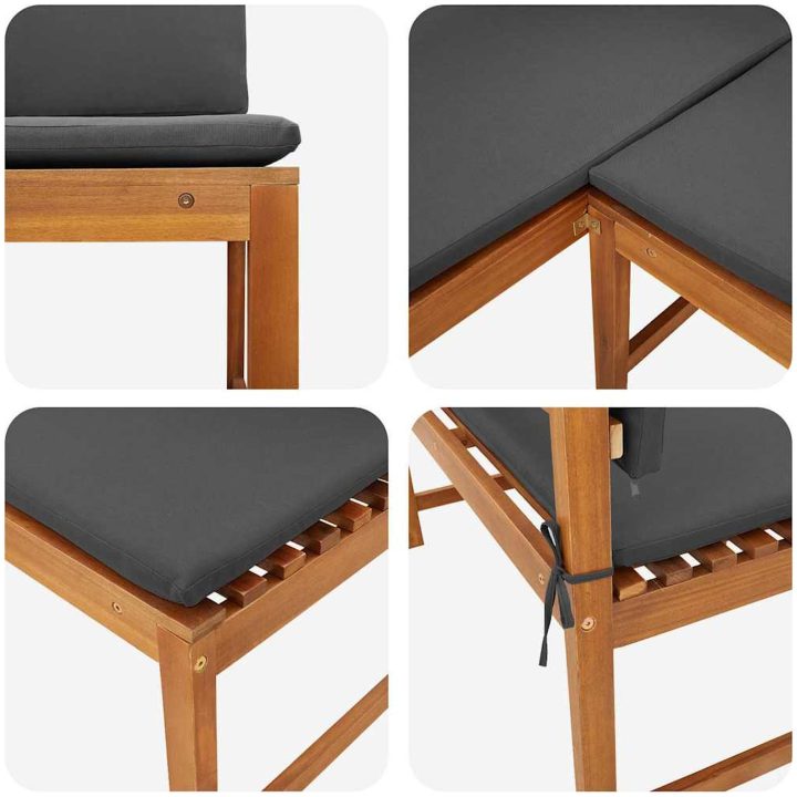 Trädgårdens Hörnbänk med Kuddar 140x100x91 cm Massivt Akaciaträ vidaXL 100 x 50 x 91 cm – bild 7