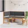 Trädgårdens Hörnbänk med Kuddar 140x100x91 cm Massivt Akaciaträ vidaXL 100 x 50 x 91 cm – miniatyr 1