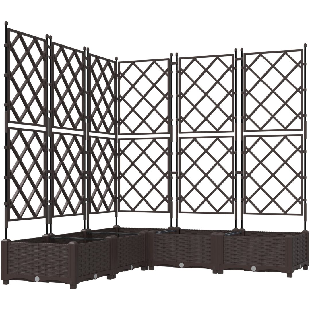 Trädgårdplanterare med Spaljé 5 delar Brun vidaXL 120 x 120 x 125.5 cm – bild 2