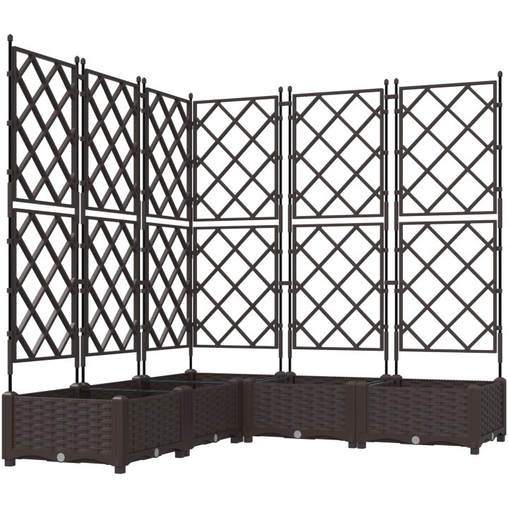 Trädgårdplanterare med Spaljé 5 delar Brun vidaXL 120 x 120 x 125.5 cm – bild 2