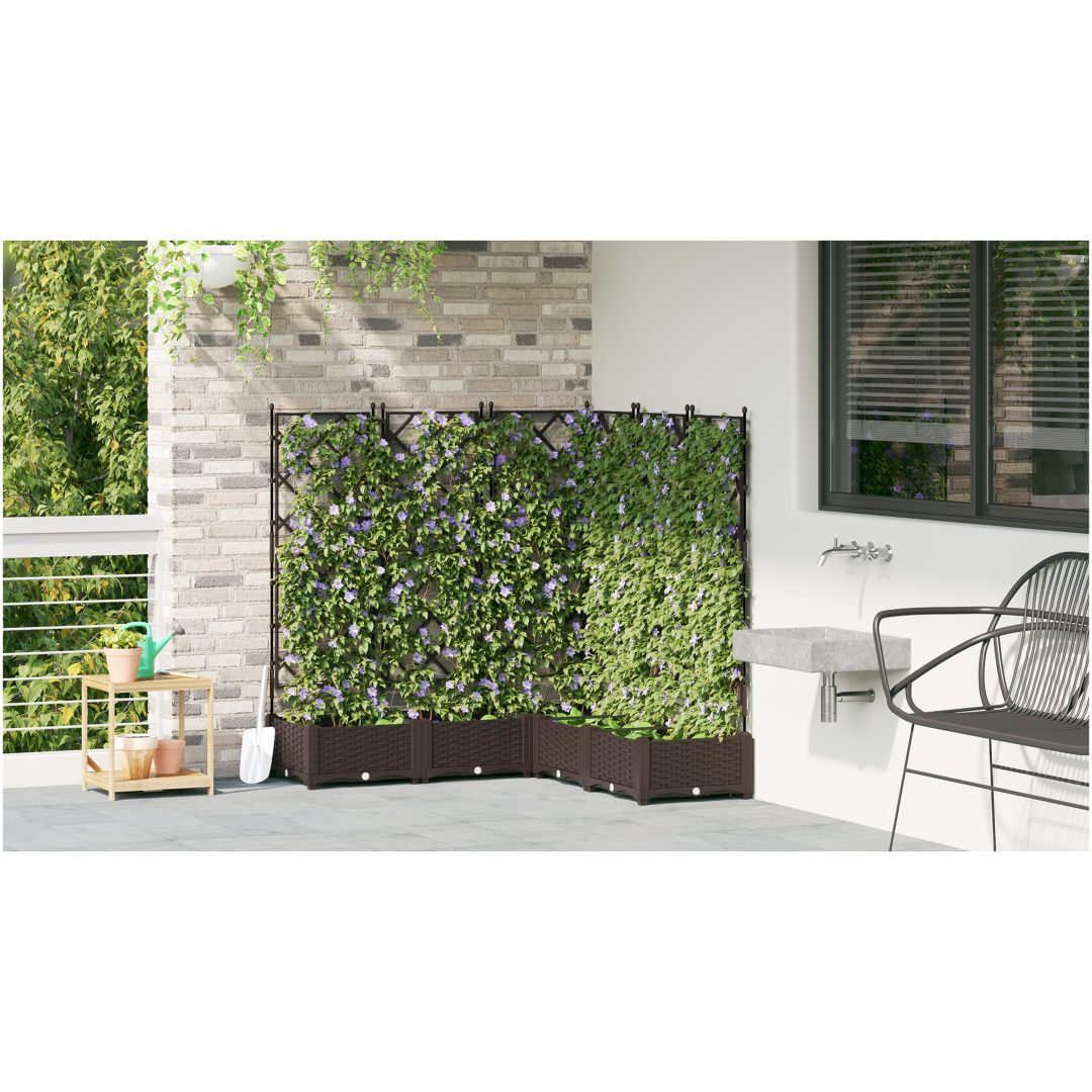 Trädgårdplanterare med Spaljé 5 delar Brun vidaXL 120 x 120 x 125.5 cm – bild 4