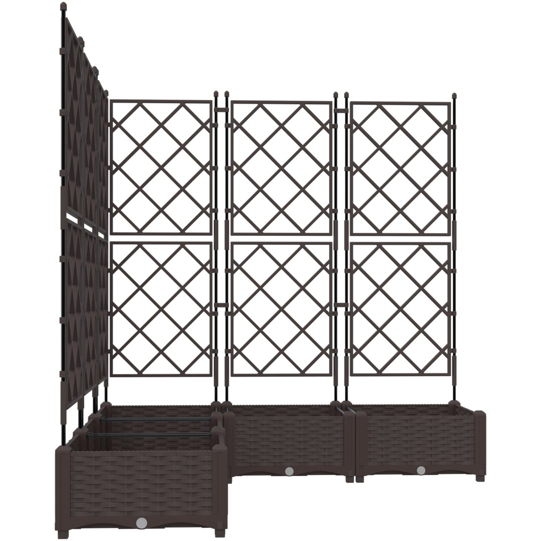 Trädgårdplanterare med Spaljé 5 delar Brun vidaXL 120 x 120 x 125.5 cm – bild 5