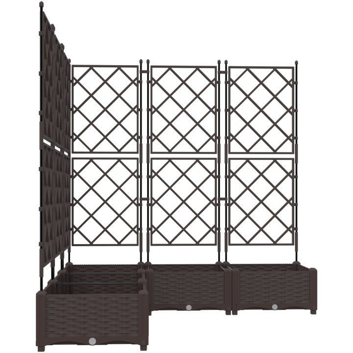 Trädgårdplanterare med Spaljé 5 delar Brun vidaXL 120 x 120 x 125.5 cm – bild 5