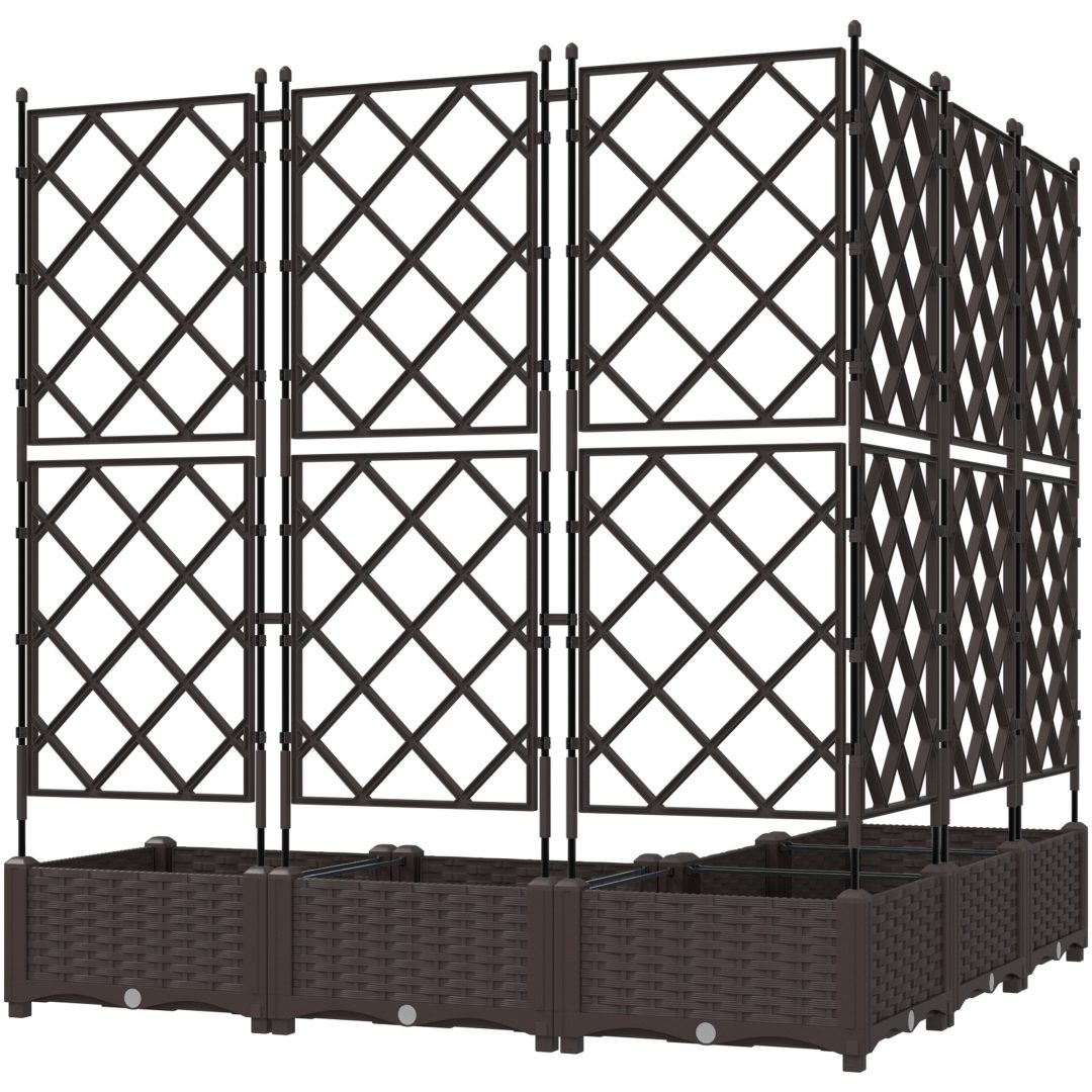 Trädgårdplanterare med Spaljé 5 delar Brun vidaXL 120 x 120 x 125.5 cm – bild 6