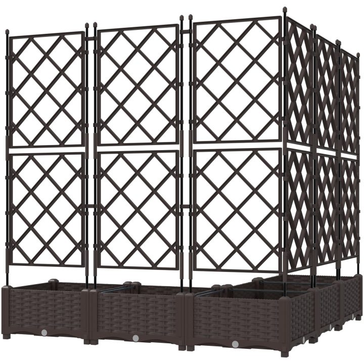 Trädgårdplanterare med Spaljé 5 delar Brun vidaXL 120 x 120 x 125.5 cm – bild 6