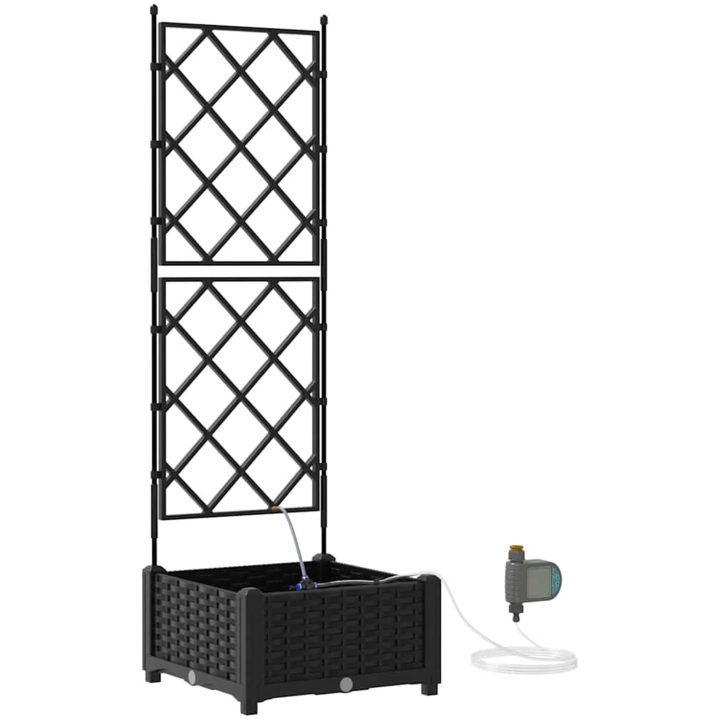 Trädgårdplanterare med Vattensystem Svart vidaXL 40 x 40 x 126 cm – bild 2