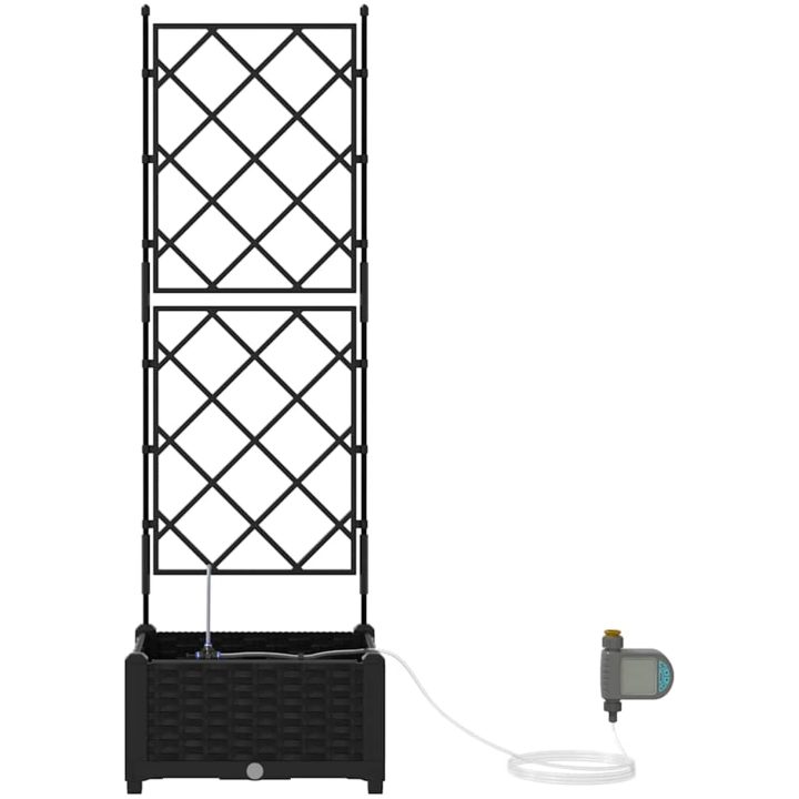 Trädgårdplanterare med Vattensystem Svart vidaXL 40 x 40 x 126 cm – bild 6