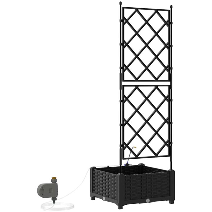 Trädgårdplanterare med Vattensystem Svart vidaXL 40 x 40 x 126 cm – bild 8