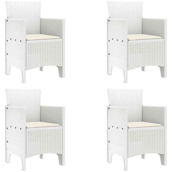 Trädgårds Dining Set 5 pcs Vit Plast Rattan & Metallram vidaXL 100 x 100 x 73 cm – bild 5
