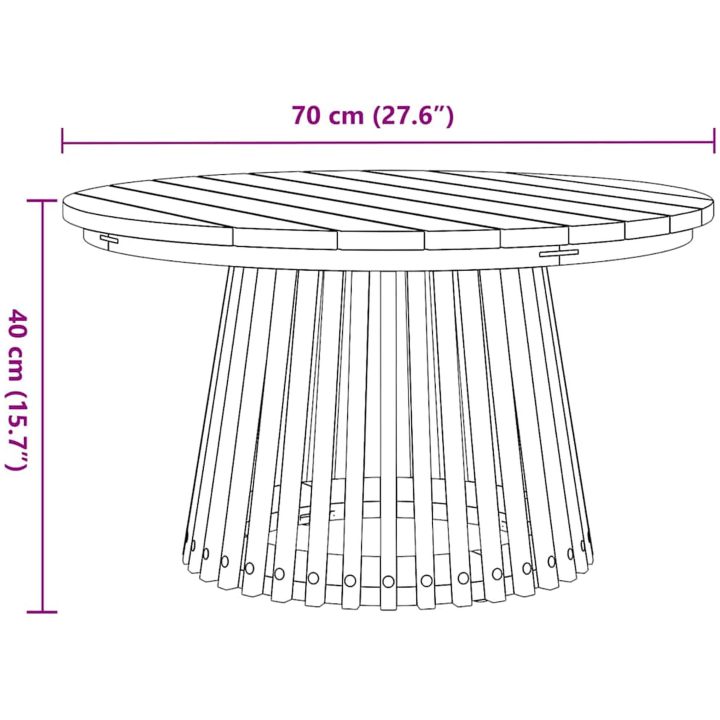 Trädgårds Kaffebord Massivt Teak vidaXL ⌀70 x 40 cm – bild 7