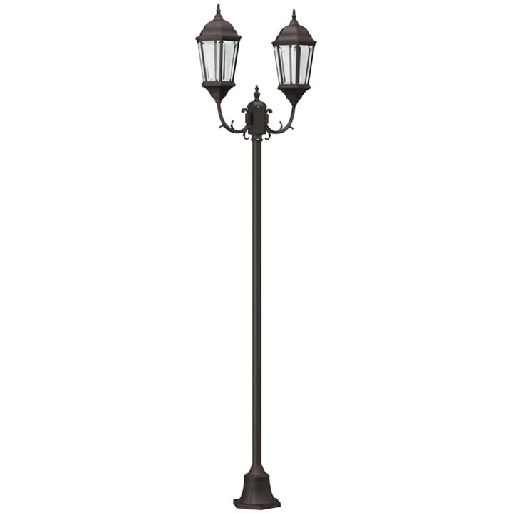 Trädgårds ljusstolpe 2-lampa E27 Brons 220 cm Aluminium vidaXL Large – bild 2