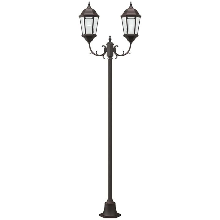 Trädgårds ljusstolpe 2-lampa E27 Brons 220 cm Aluminium vidaXL Large – bild 4