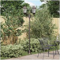 Trädgårds ljusstolpe 2-lampa E27 Brons 220 cm Aluminium vidaXL